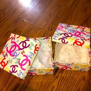 2 Beautiful Authentic Chanel gift boxes 8”x 8”